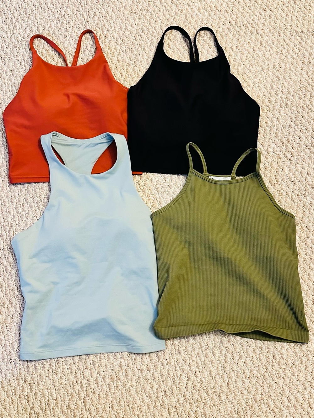 Women's Racerback Tank Tops - Black, Olive, Light Blue, Rust